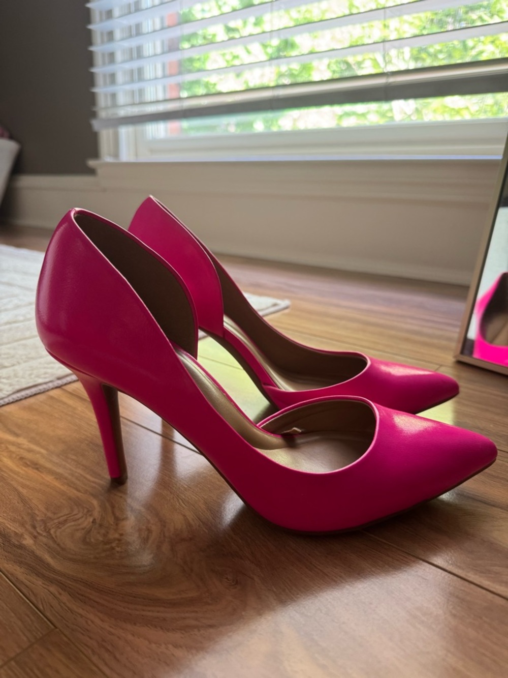 Women's Hot Pink Pointed-Toe High Heels